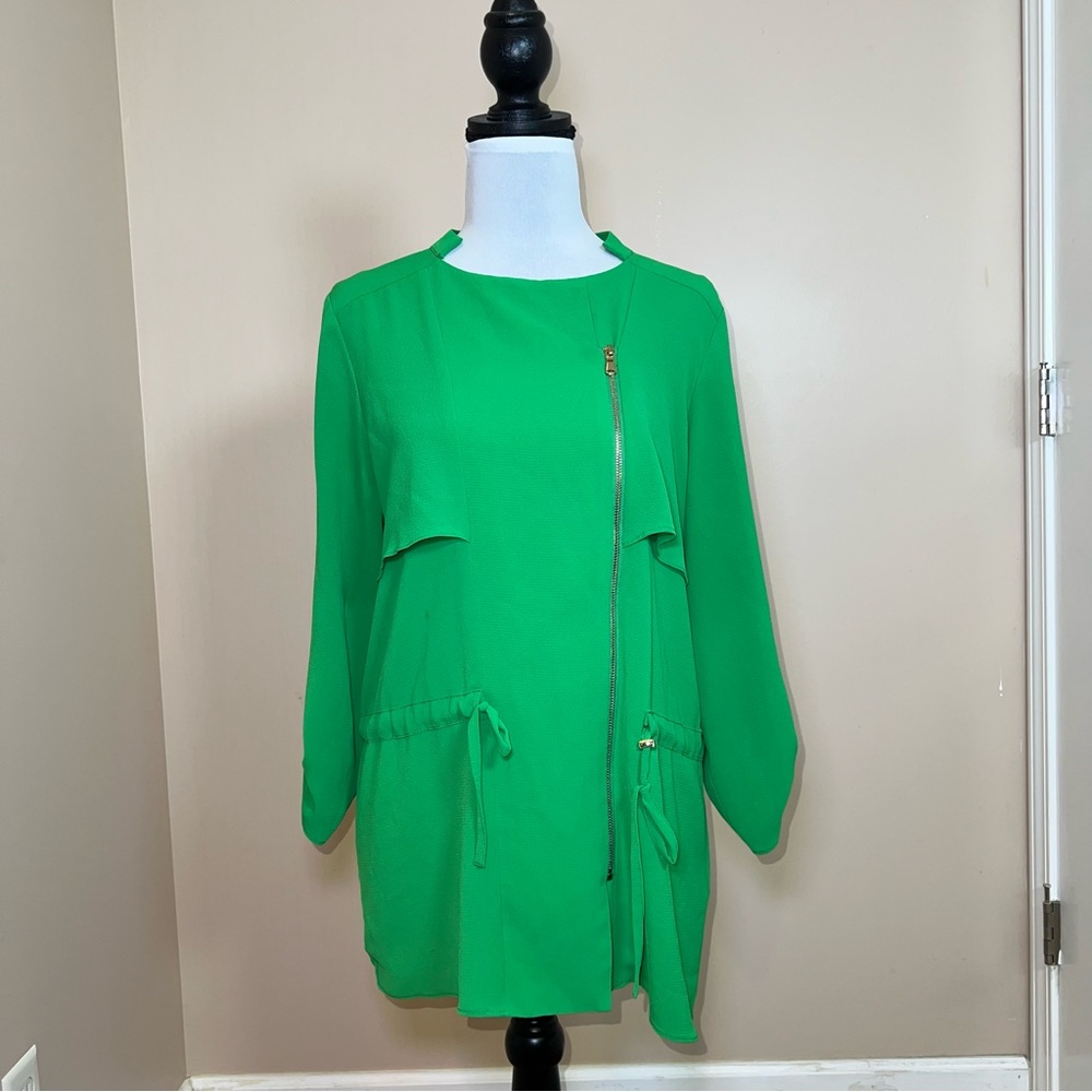 Renaur Women's Cute Office Feminine Business Casual Green Flowy Blouse Sz Small